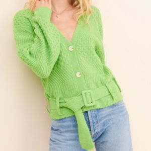 COPY - J.O.A Lime Green Belted Knit Cardigan Sweater